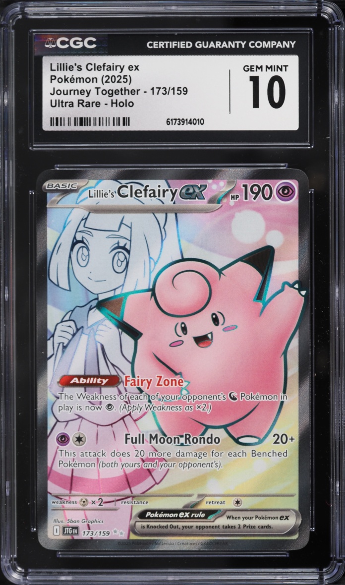 2025 Pokemon Scarlet & Violet Journey Together Full Art Lillie's Clefairy ex #173 CGC 10 GEM