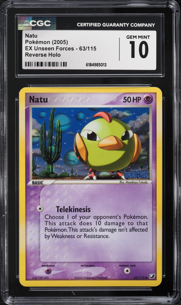 2005 Pokemon EX Unseen Forces Reverse Holo Natu #63 CGC 10 GEM MINT