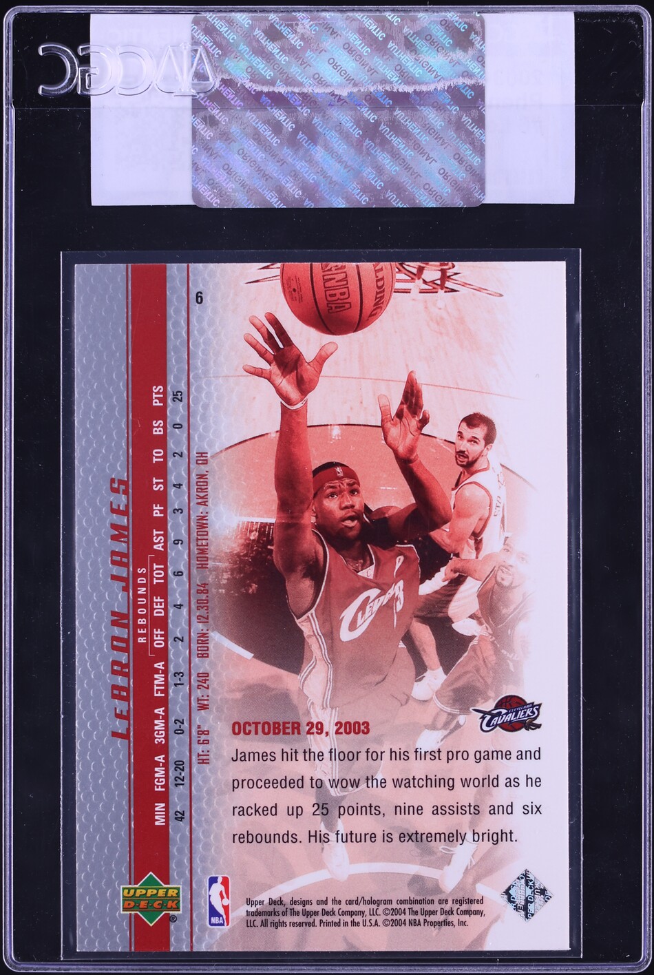 2003 Upper Deck Phenomenal Beginning LeBron James ROOKIE #6 CGC AUTH