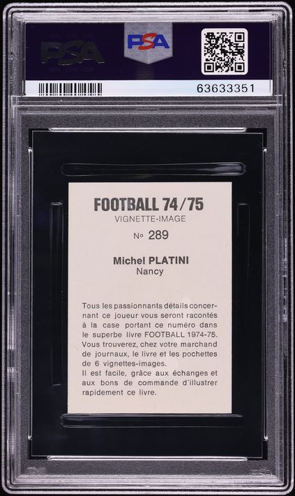 1974 Ageducatifs Football Michel Platini ROOKIE #289 PSA 9 MINT