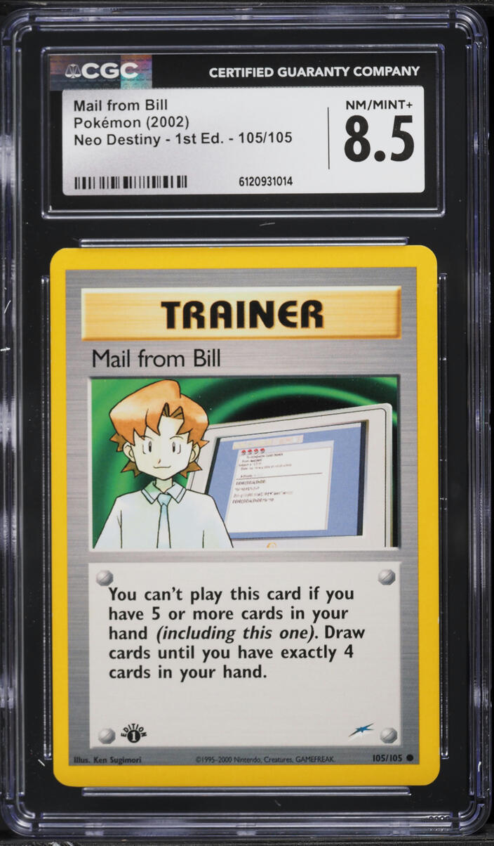 2002 Pokemon Neo Destiny 1st Edition Mail From Bill #105 CGC 8.5 NM-MT+