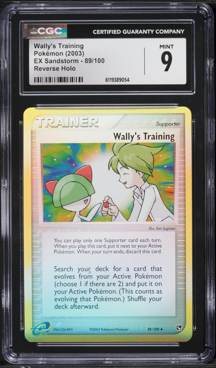 2003 Pokemon EX Sandstorm Reverse Holo Wally's Training #89 CGC 9 MINT