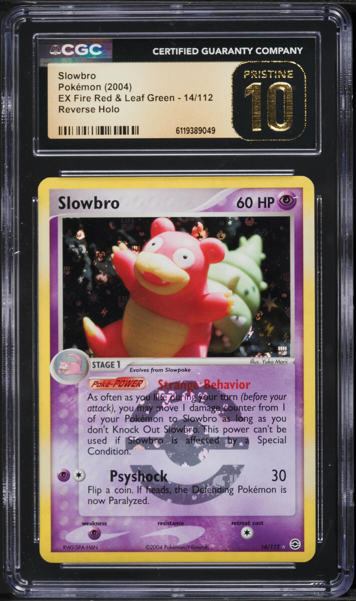 2004 Pokemon EX Fire Red & Leaf Green Reverse Holo Slowbro #14 CGC 10 PRISTINE