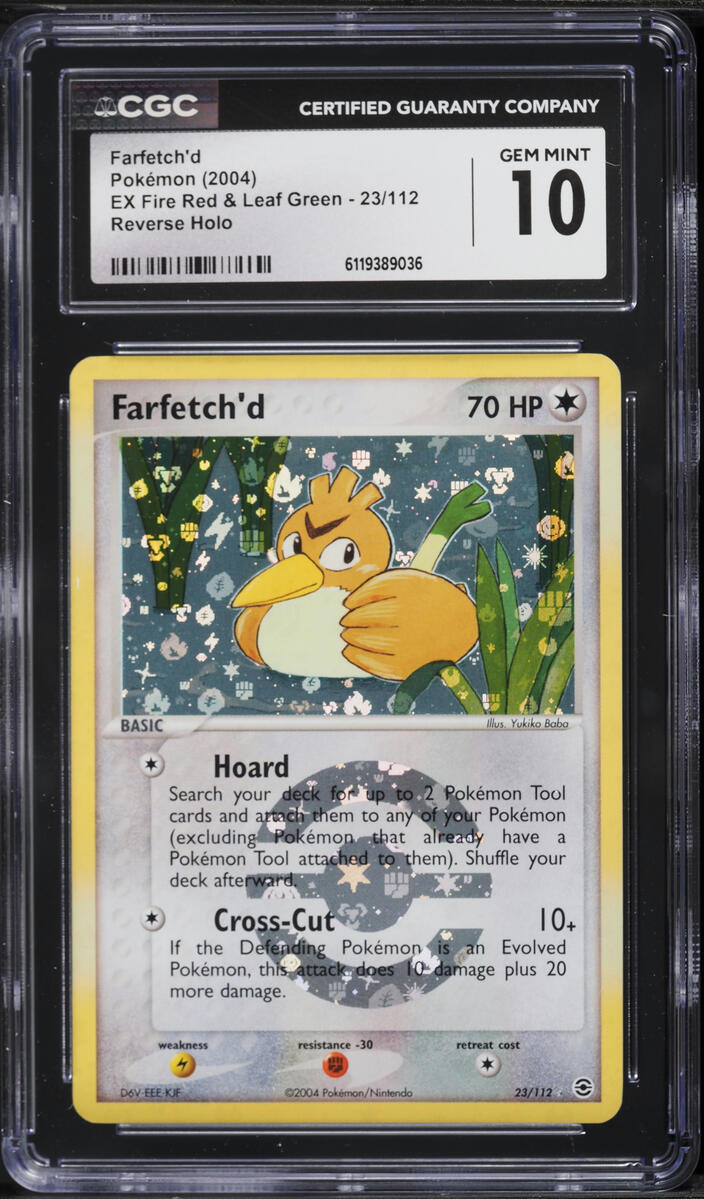 2004 Pokemon EX Fire Red & Leaf Green Reverse Holo Farfetch'd #23 CGC 10 GEM MINT