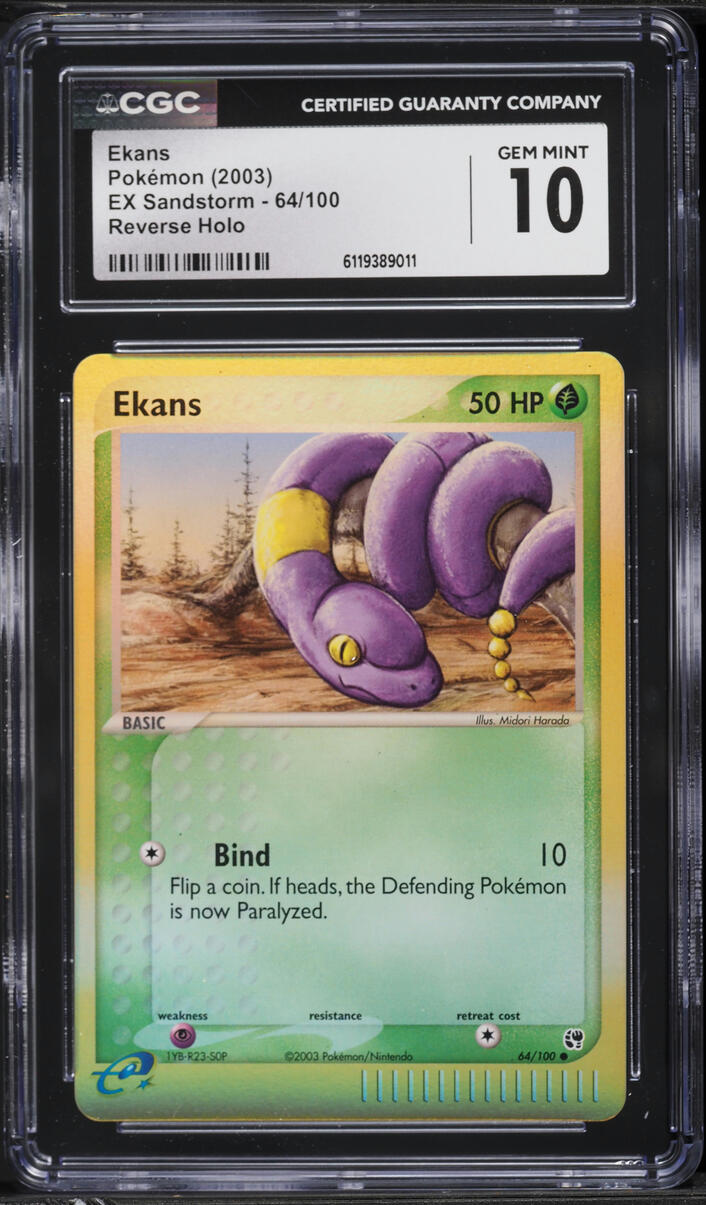 2003 Pokemon EX Sandstorm Reverse Holo Ekans #64 CGC 10 GEM MINT