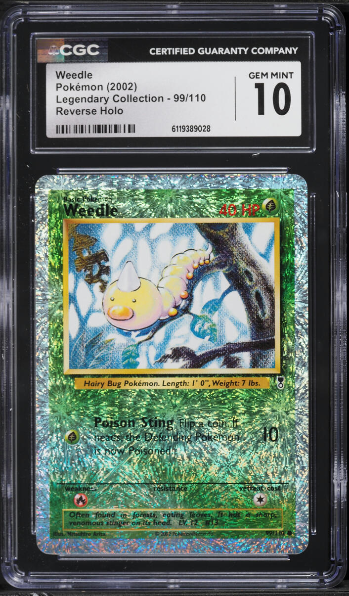 2002 Pokemon Legendary Collection Reverse Holo Weedle #99 CGC 10 GEM MINT