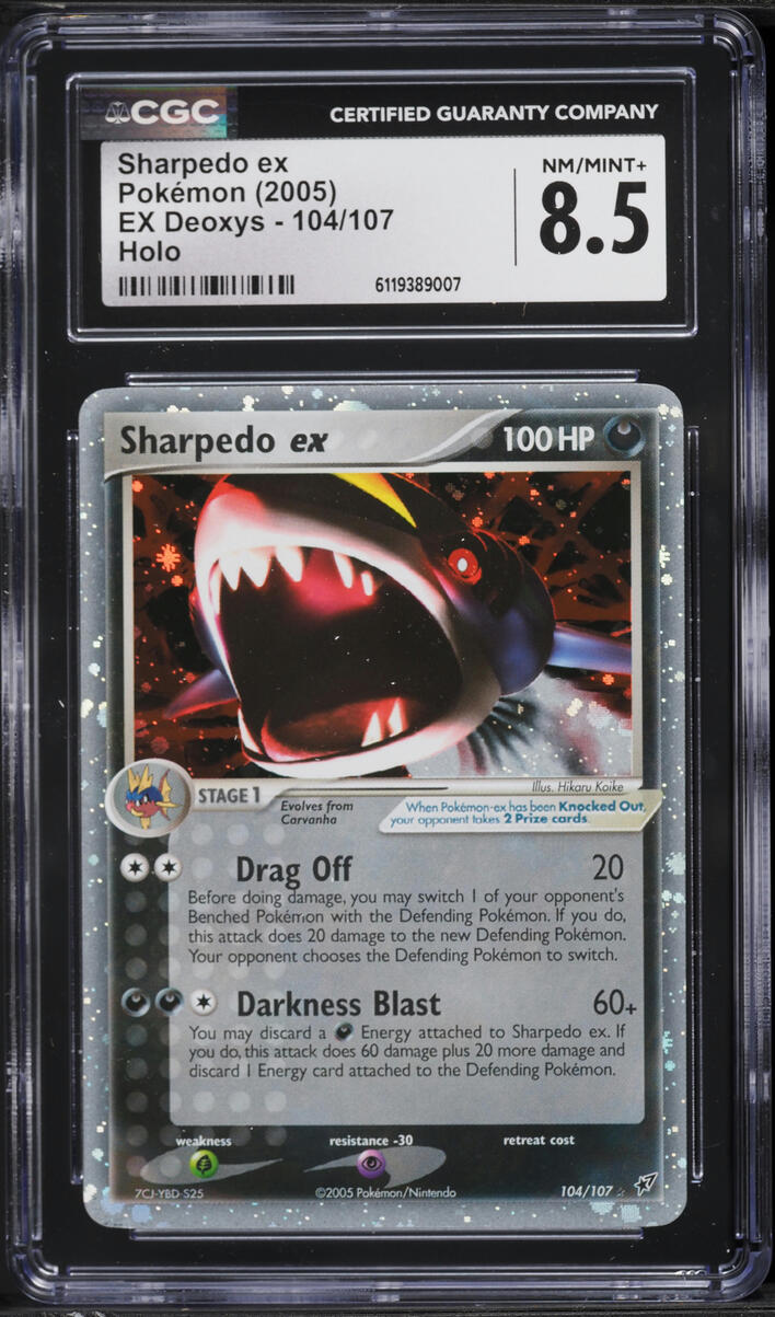 2005 Pokemon EX Deoxys Holo Sharpedo ex #104 CGC 8.5 NM-MT+
