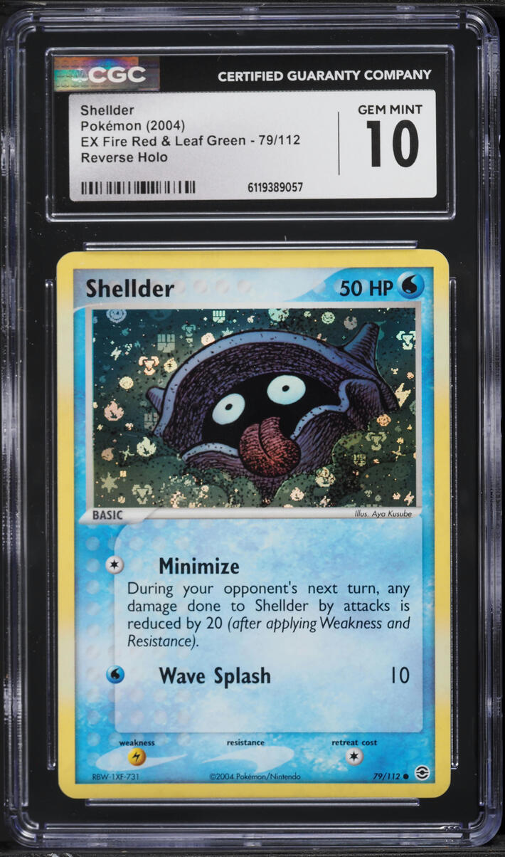 2004 Pokemon EX Fire Red & Leaf Green Reverse Holo Shellder #79 CGC 10 GEM MINT