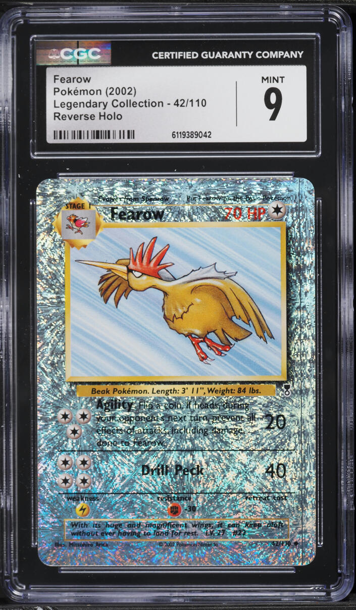 2002 Pokemon Legendary Collection Reverse Holo Fearow #42 CGC 9 MINT