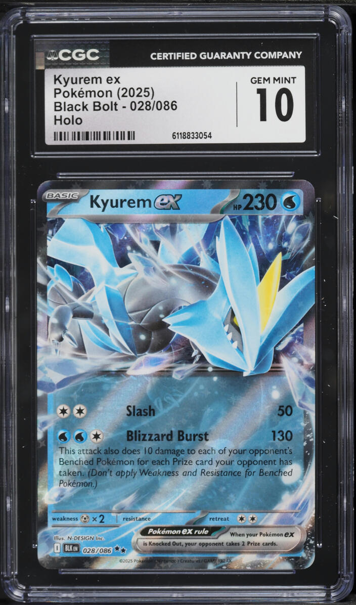 2025 Pokemon Scarlet & Violet Black Bolt Holo Kyurem ex #28 CGC 10 GEM MINT