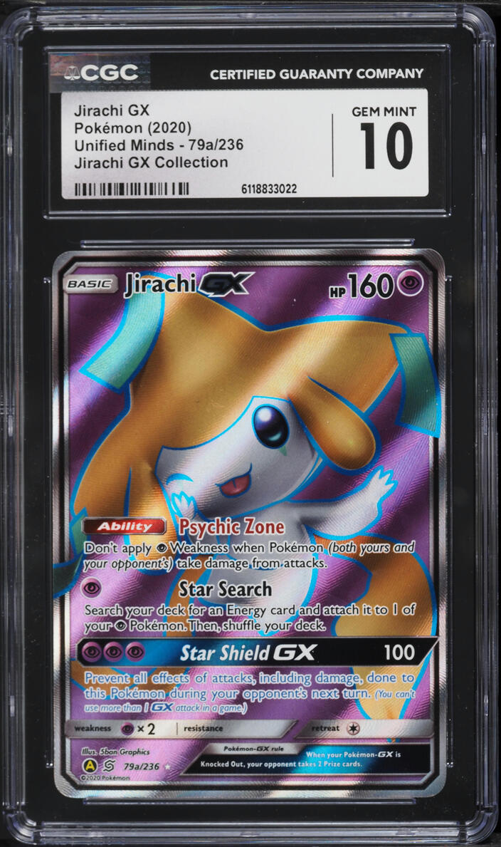 2020 Pokemon Sun & Moon Unified Minds Collection Full Art Jirachi GX #79a CGC 10 GEM MINT