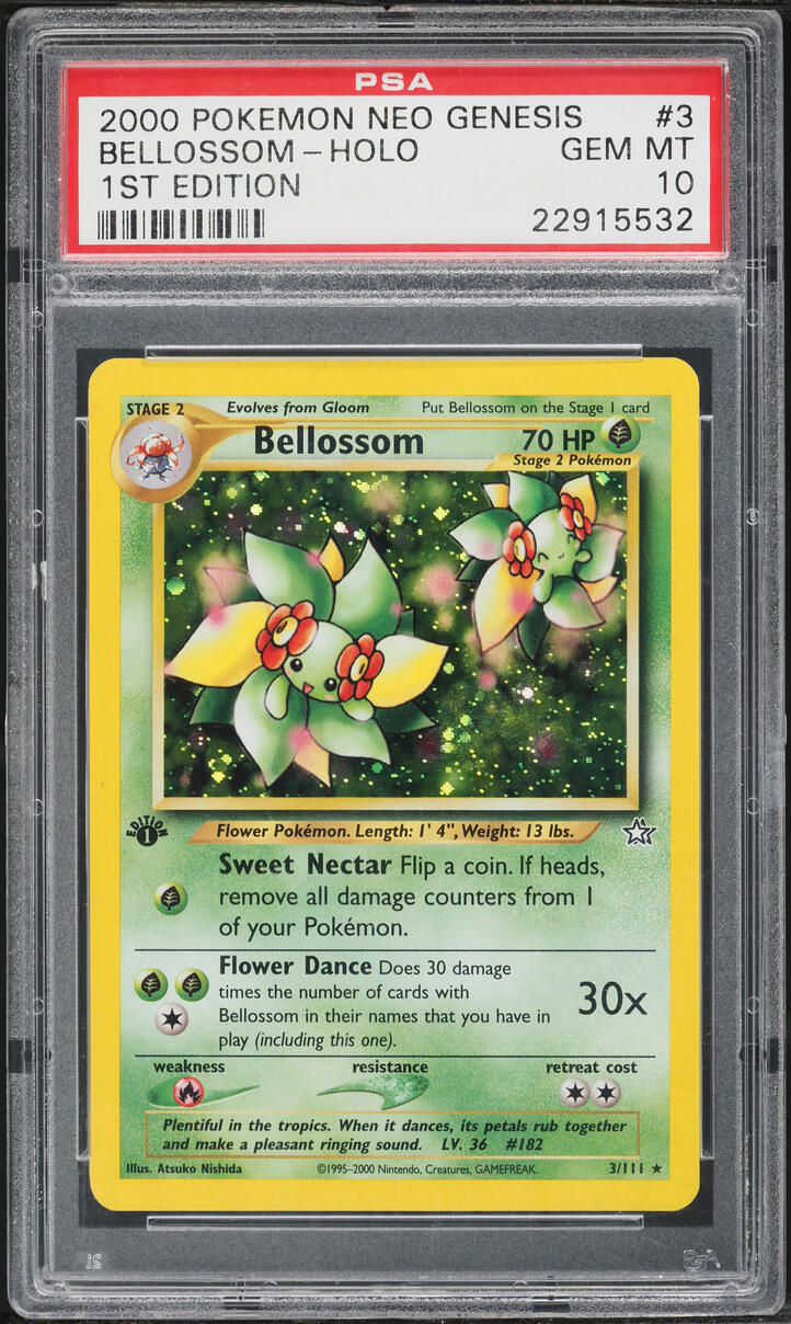 2000 Pokemon Neo Genesis 1st Edition Holo Bellossom #3 PSA 10 GEM MINT
