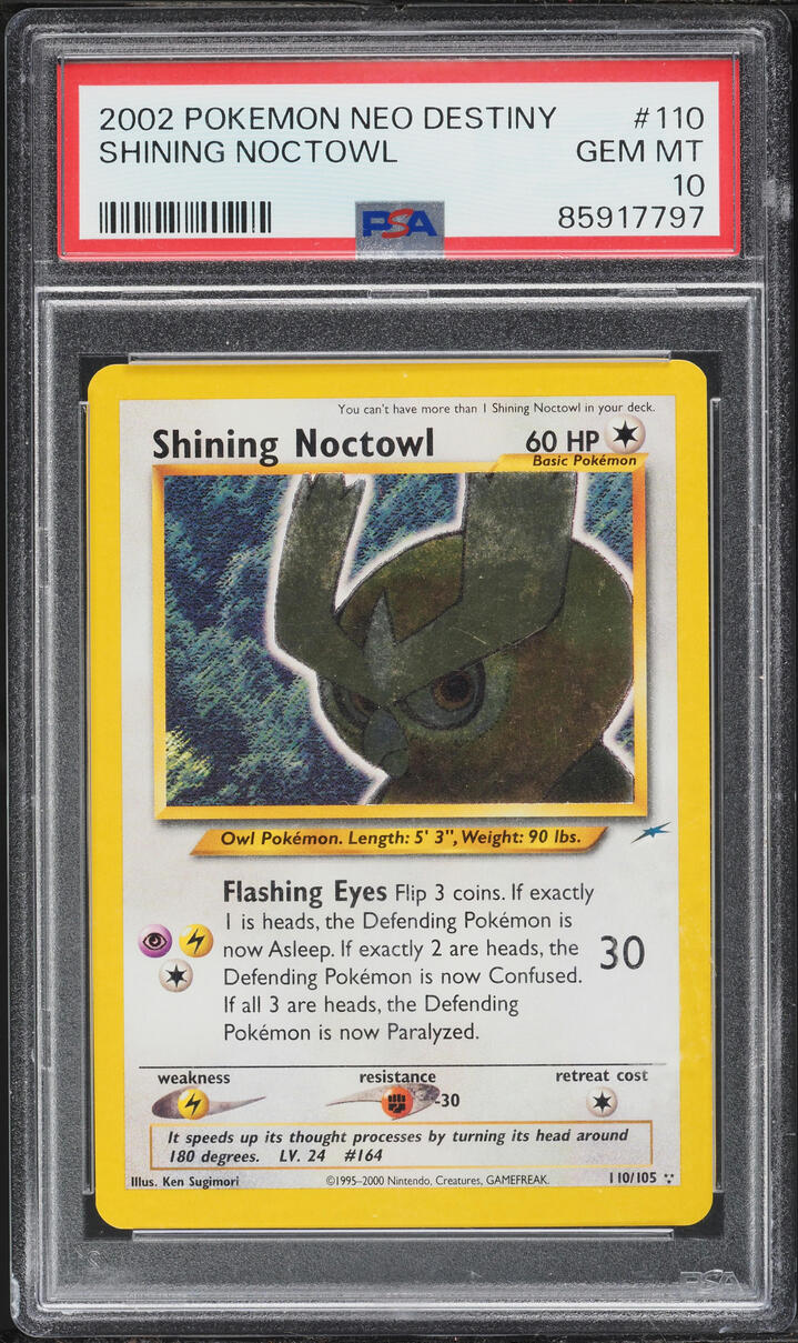 2002 Pokemon Neo Destiny Holo Shining Noctowl #110 PSA 10 GEM MINT