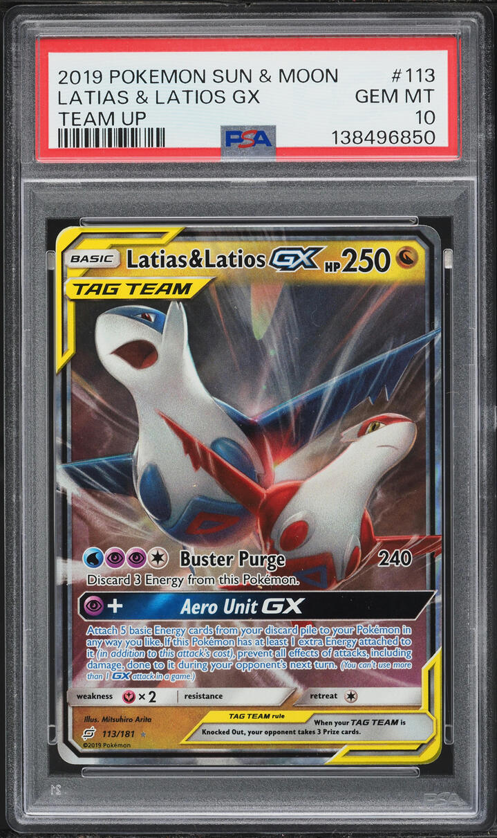 2019 Pokemon Sun & Moon Team Up Latias & Latios GX #113 PSA 10 GEM MINT