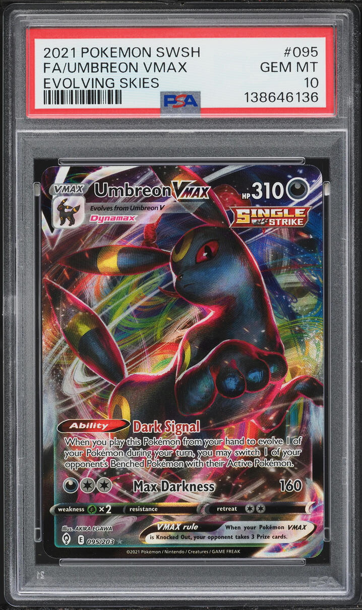 2021 Pokemon Sword & Shield Evolving Skies Full Art Umbreon VMAX #95 PSA 10 GEM MINT