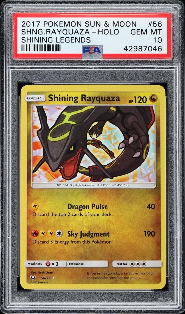 2017 Pokemon Sun & Moon Shining Legends Holo Shining Rayquaza #56 PSA 10 GEM MINT