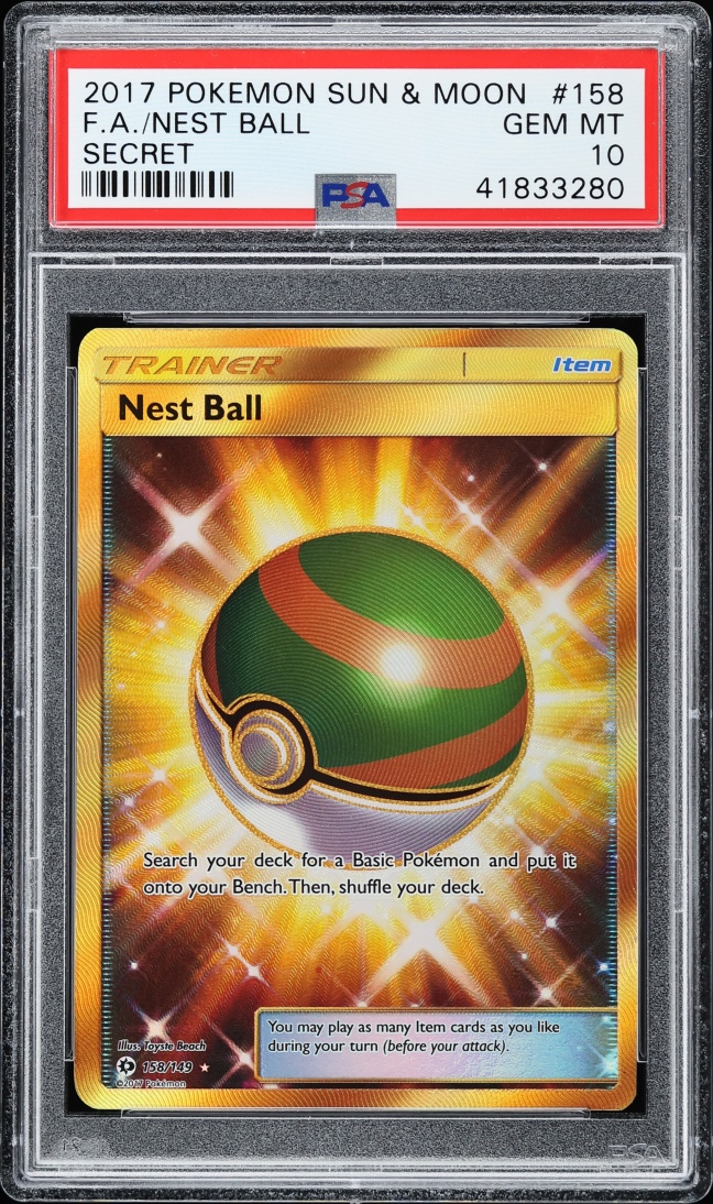 2017 Pokemon Sun & Moon Gold Rare Nest Ball #158 PSA 10 GEM MINT