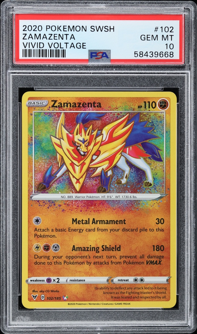 2020 Pokemon Sword & Shield Vivid Voltage Zamazenta #102 PSA 10 GEM MINT