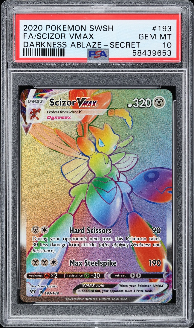 2020 Pokemon Sword & Shield Darkness Ablaze Rainbow Rare Scizor VMAX #193 PSA 10 GEM MINT