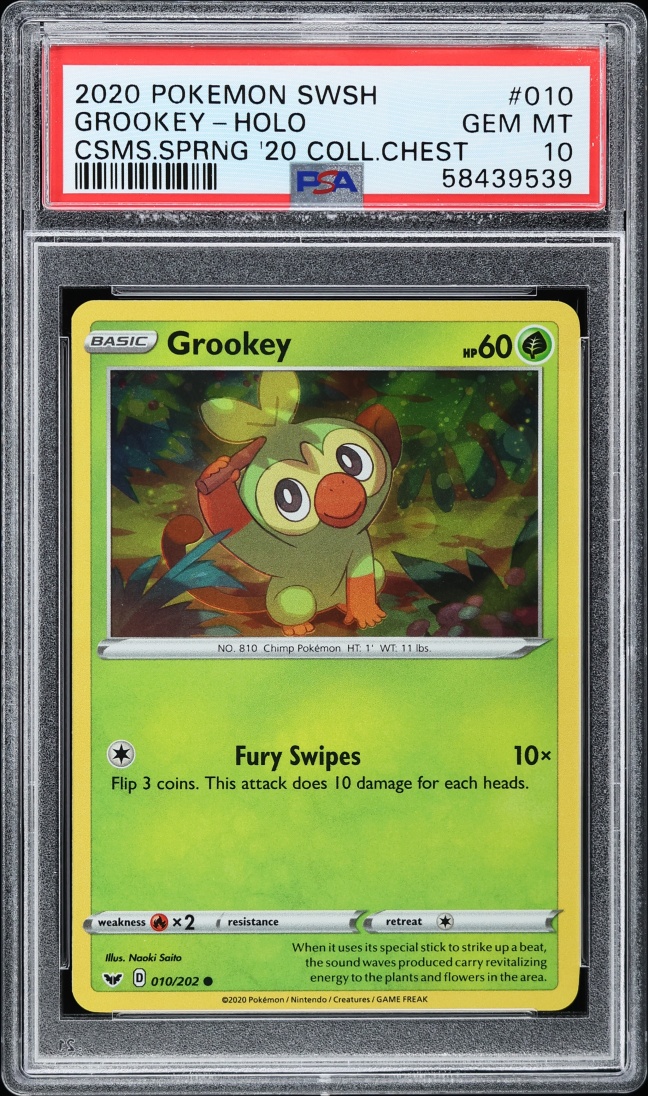 2020 Pokemon Sword & Shield Spring '20 Collection Chest Holo Grookey #10 PSA 10 GEM MINT