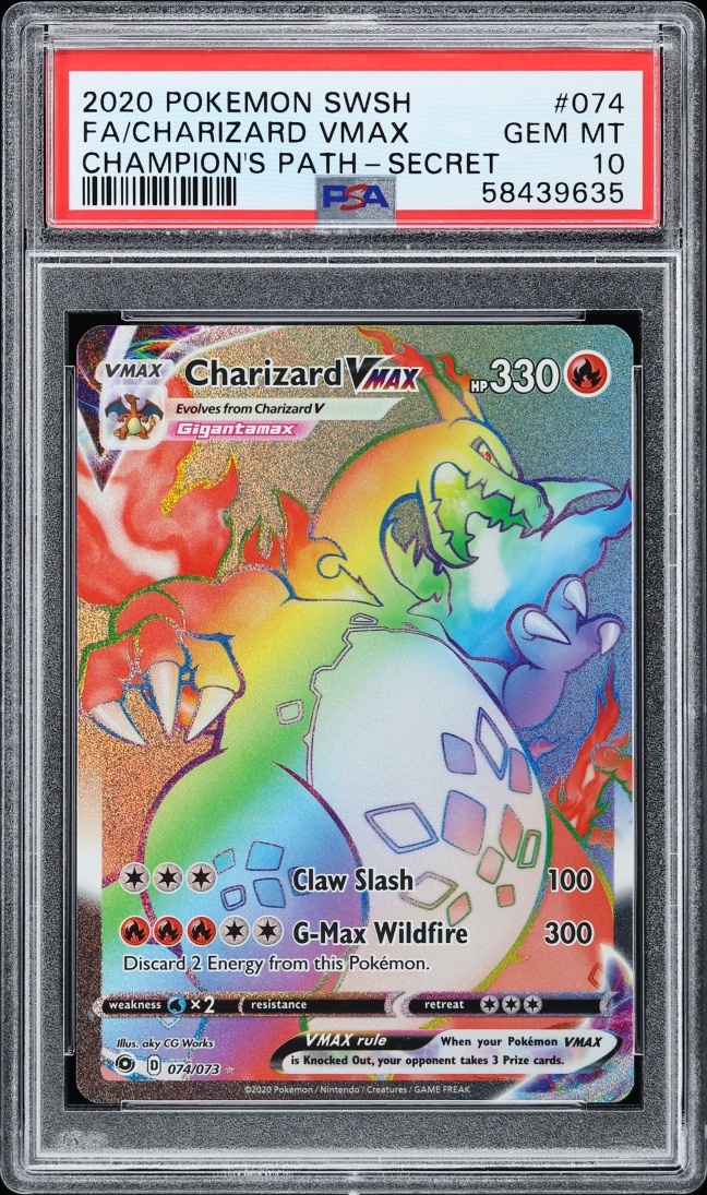 2020 Pokemon Sword & Shield Champion's Path Rainbow Rare Charizard VMAX #74 PSA 10 GEM MINT