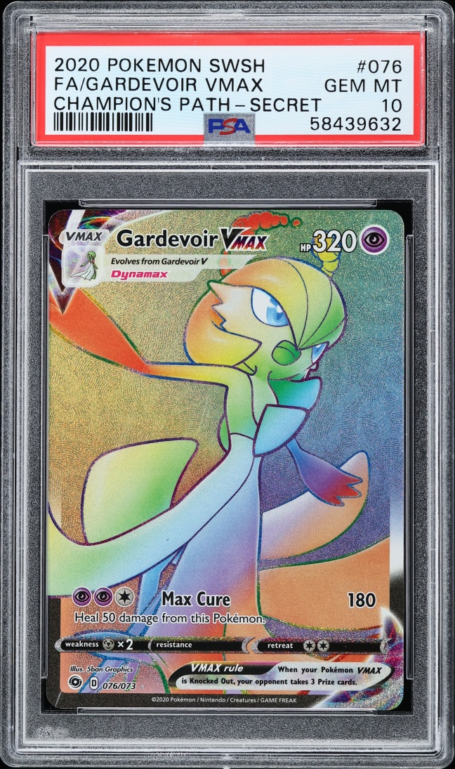 2020 Pokemon Sword & Shield Champion's Path Rainbow Rare Gardevoir VMAX #76 PSA 10 GEM MINT
