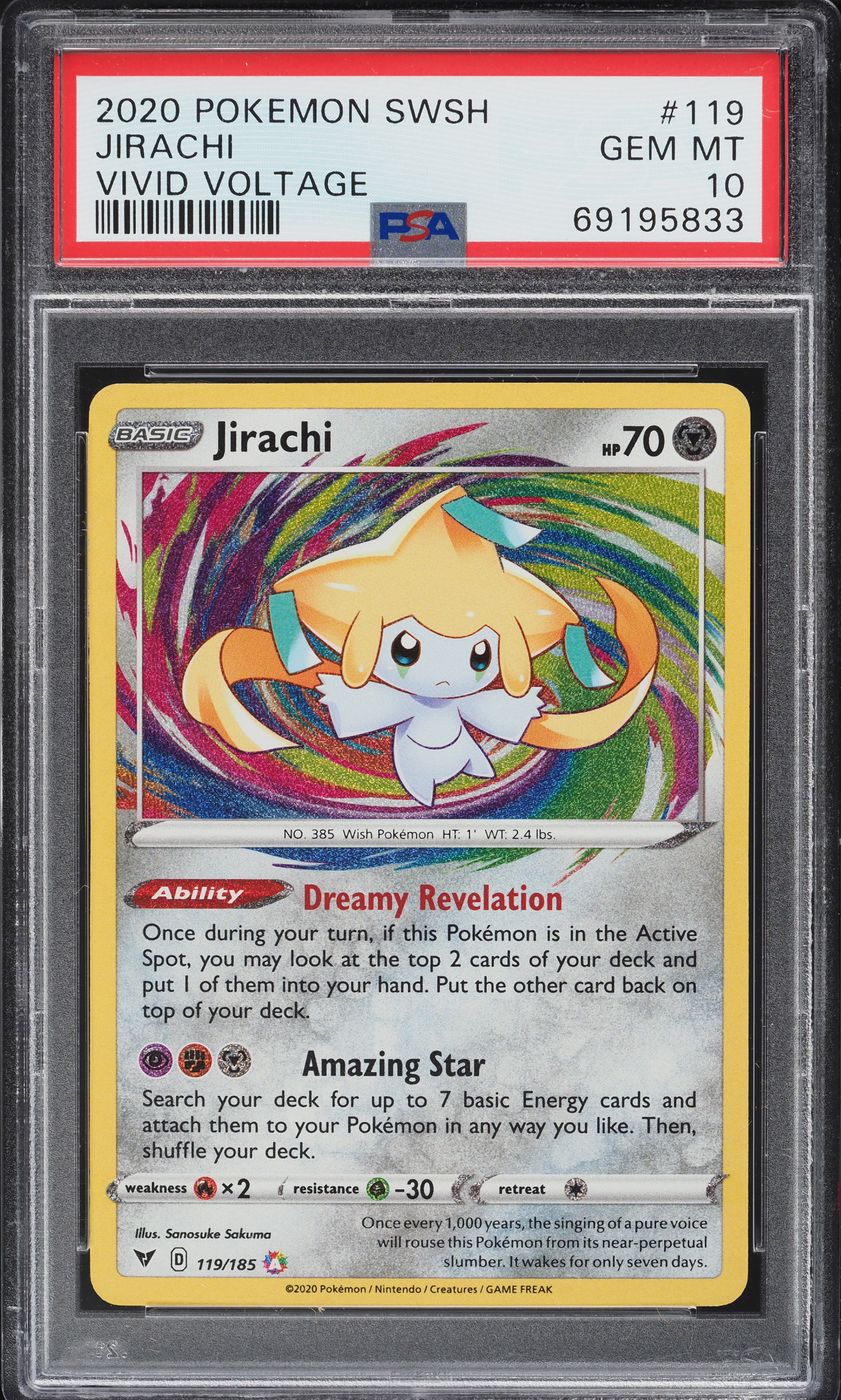 2020 Pokemon Sword & Shield Vivid Voltage Amazing Rare Jirachi #119 PSA 10 GEM