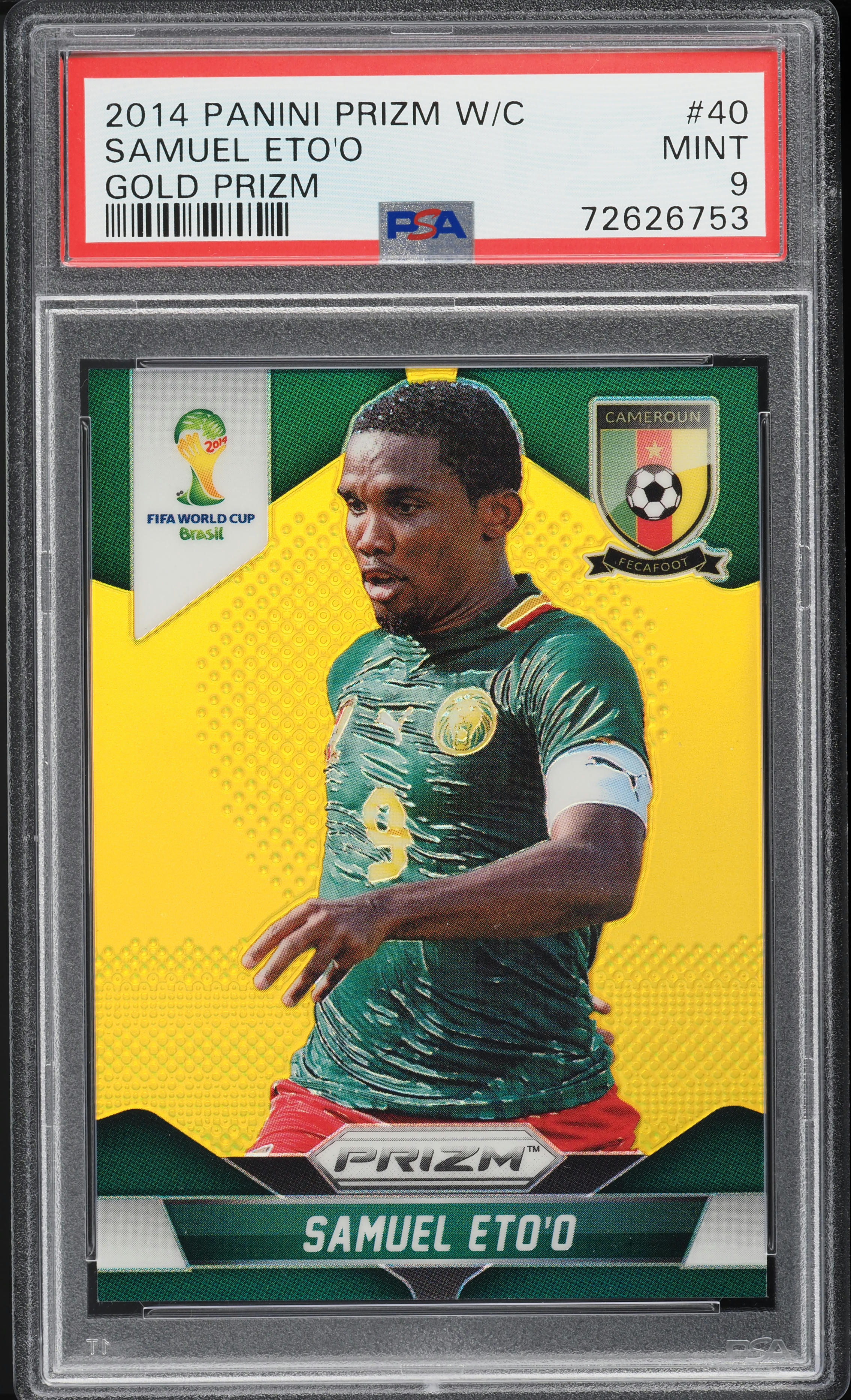 2014 Panini Prizm World Cup Gold Samuel Eto'o /10 #40 PSA 9 MINT