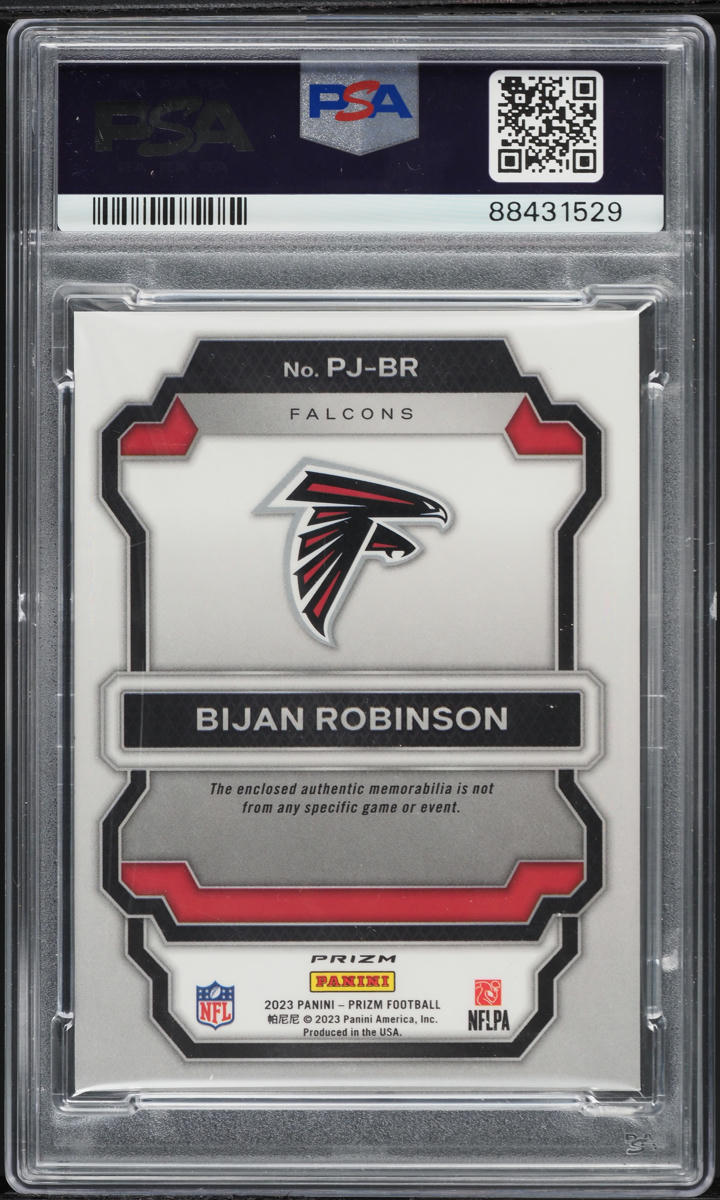 2023 Panini Prizm Premier Jerseys Bijan Robinson ROOKIE PATCH #PJ-BR PSA 10 GEM