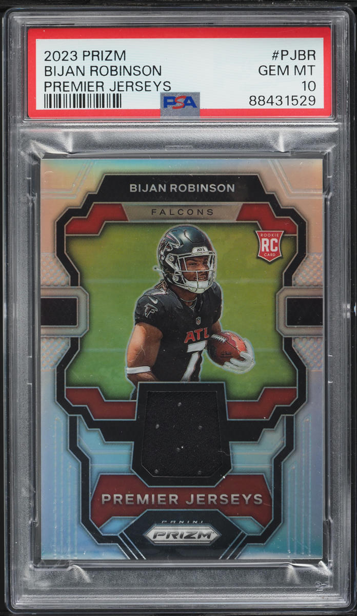 2023 Panini Prizm Premier Jerseys Bijan Robinson ROOKIE PATCH #PJ-BR PSA 10 GEM