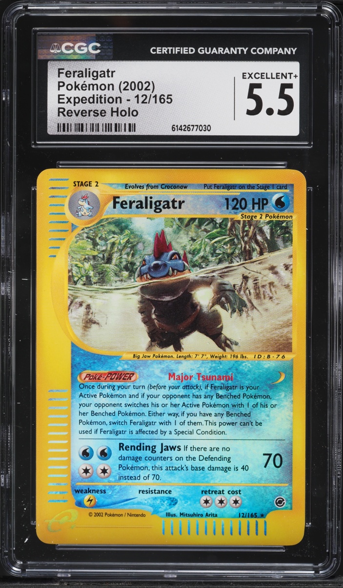 2002 Pokemon Expedition Reverse Holo Feraligatr #12 CGC 5.5 EX+