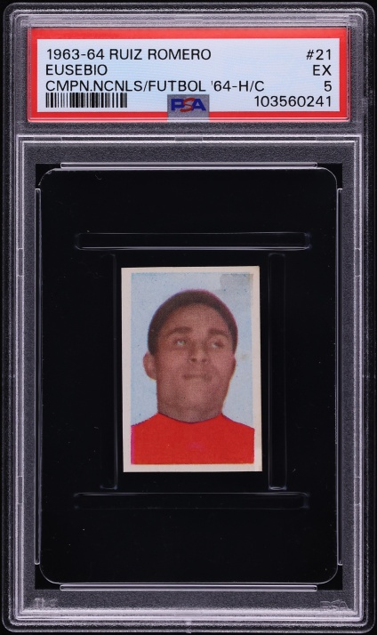 1963 Editorial Ruiz Romero Campeonatos Nacionales De Fultbol Eusebio ROOKIE #21 PSA 5 EX