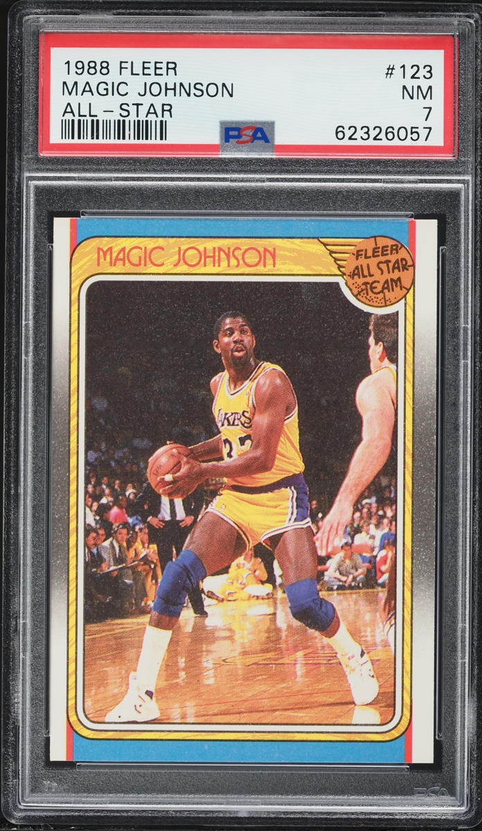 1988 Fleer Basketball Magic Johnson ALL STAR #123 PSA 7 NRMT