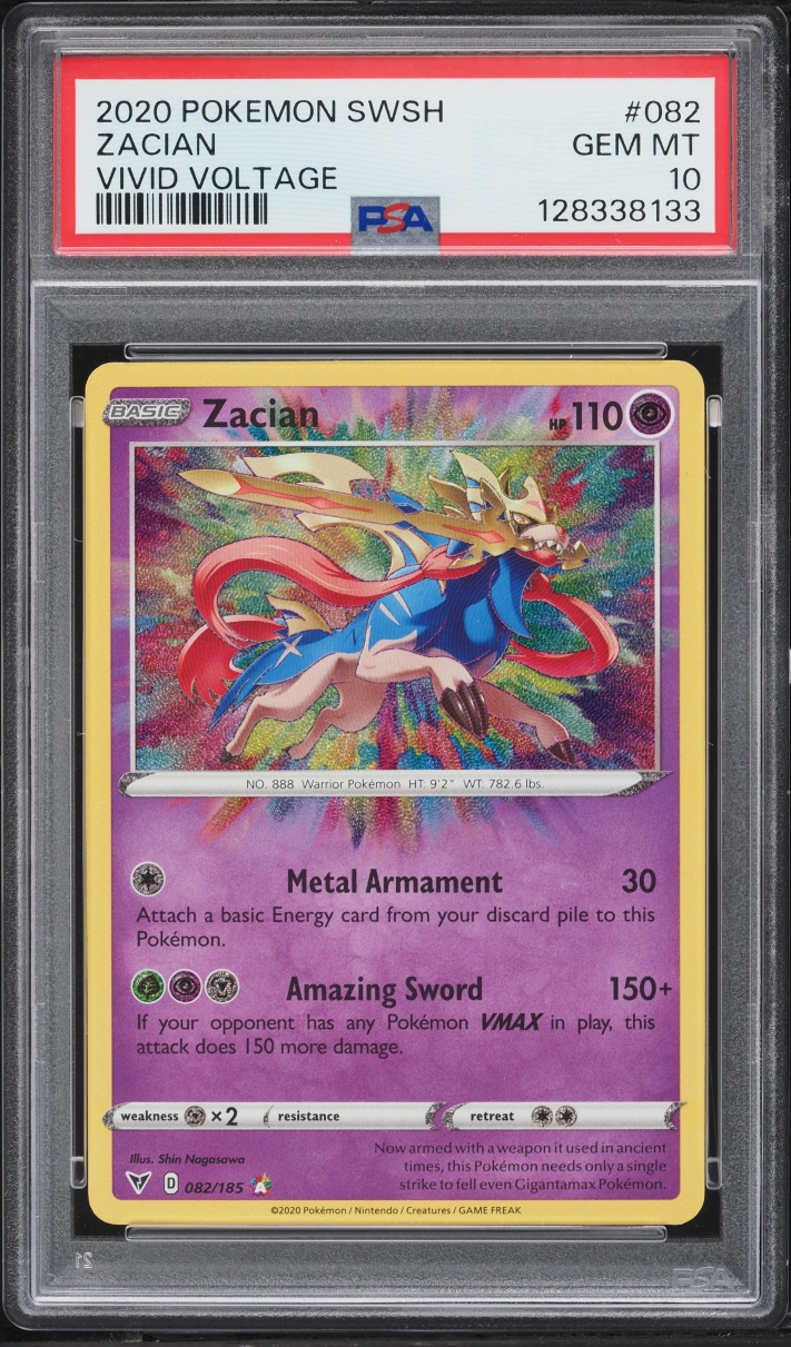 2020 Pokemon Sword & Shield Vivid Voltage Amazing Rare Zacian #82 PSA 10 GEM MINT
