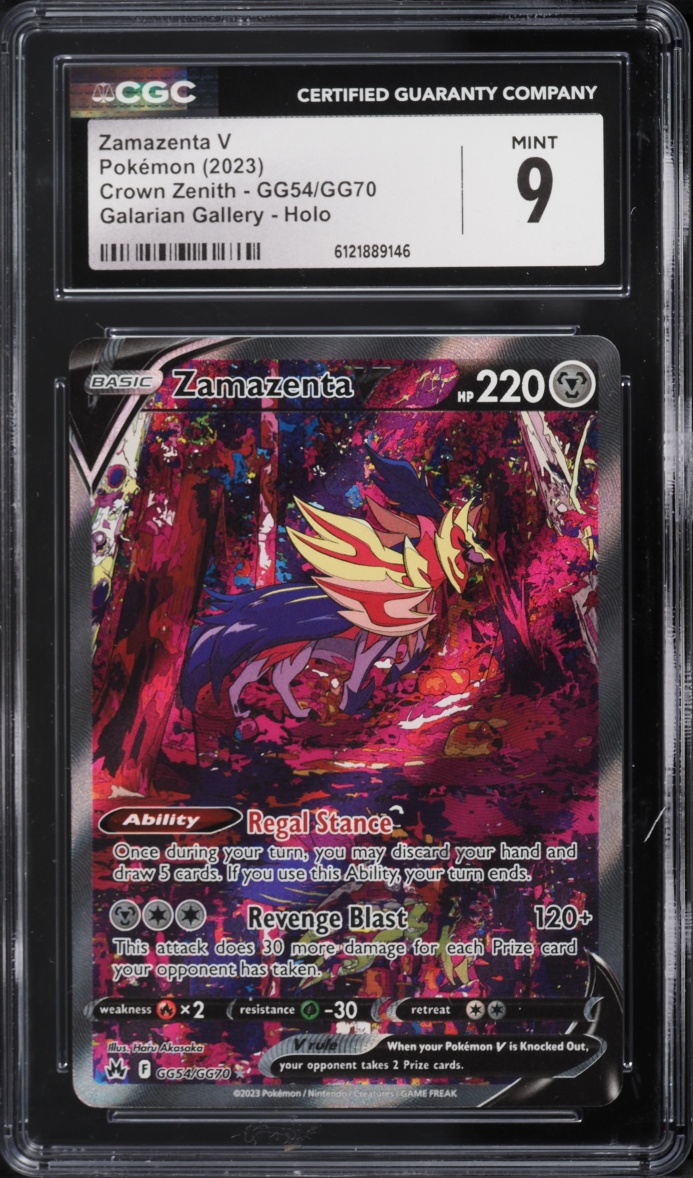 2023 Pokemon Sword & Shield Crown Zenith Galarian Gallery Alt Art Zamazenta V #GG54 CGC 9 MINT