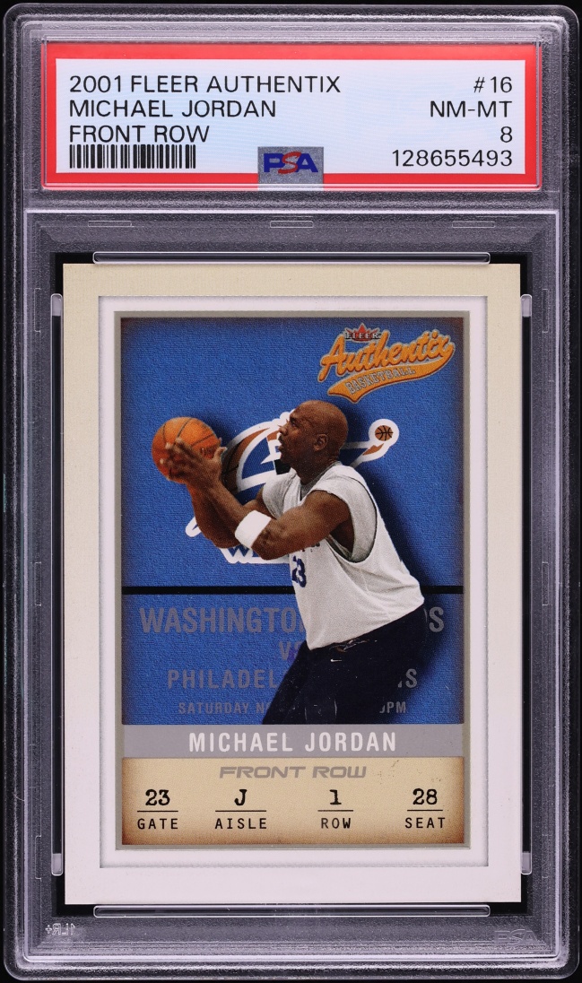 2001 Fleer Authentix Front Row Michael Jordan /100 #16 PSA 8 NM-MT