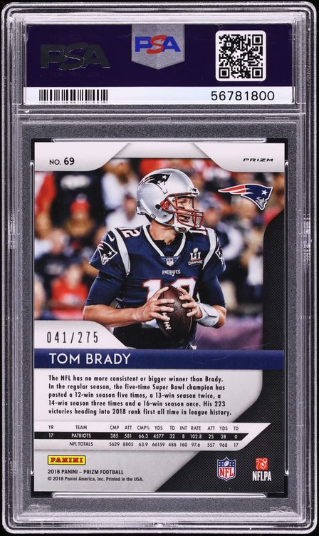 2018 Panini Prizm Hyper Tom Brady /275 #69 PSA 9 MINT