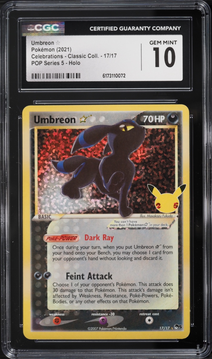 2021 Pokemon Sword & Shield Celebrations Classic Collection Holo Umbreon Gold Star #17 CGC 10