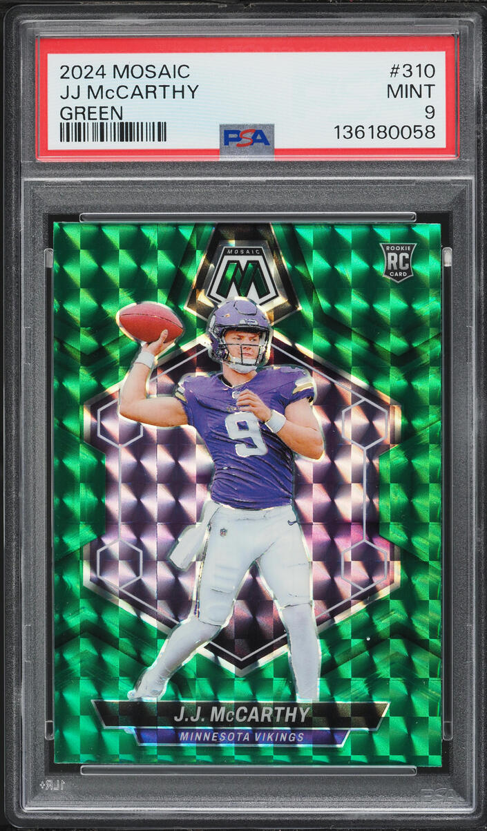 2024 Panini Mosaic Green J.J. McCarthy ROOKIE #310 PSA 9 MINT