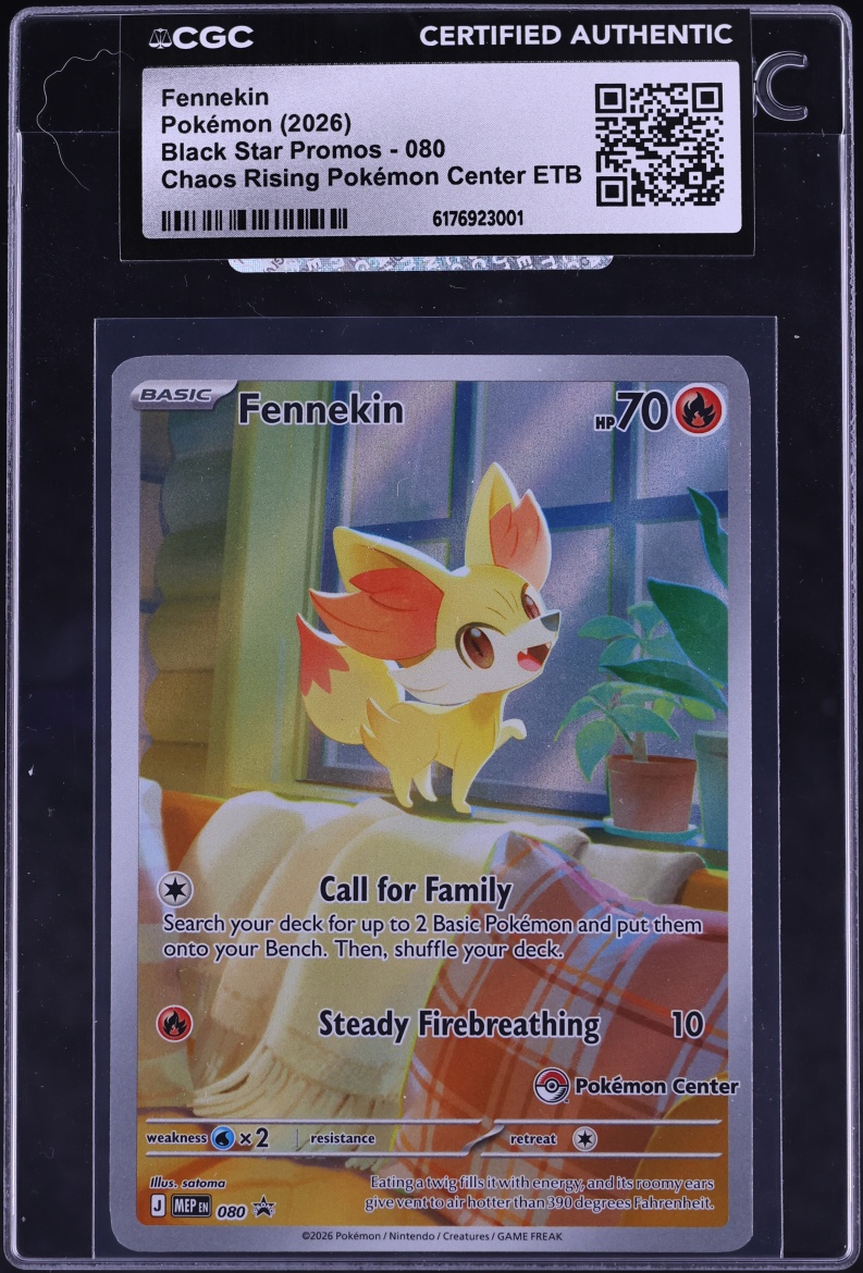 2026 Pokemon Mega Evolution Promo Chaos Rising Center ETB Full Art Fennekin #080 CGC AUTH