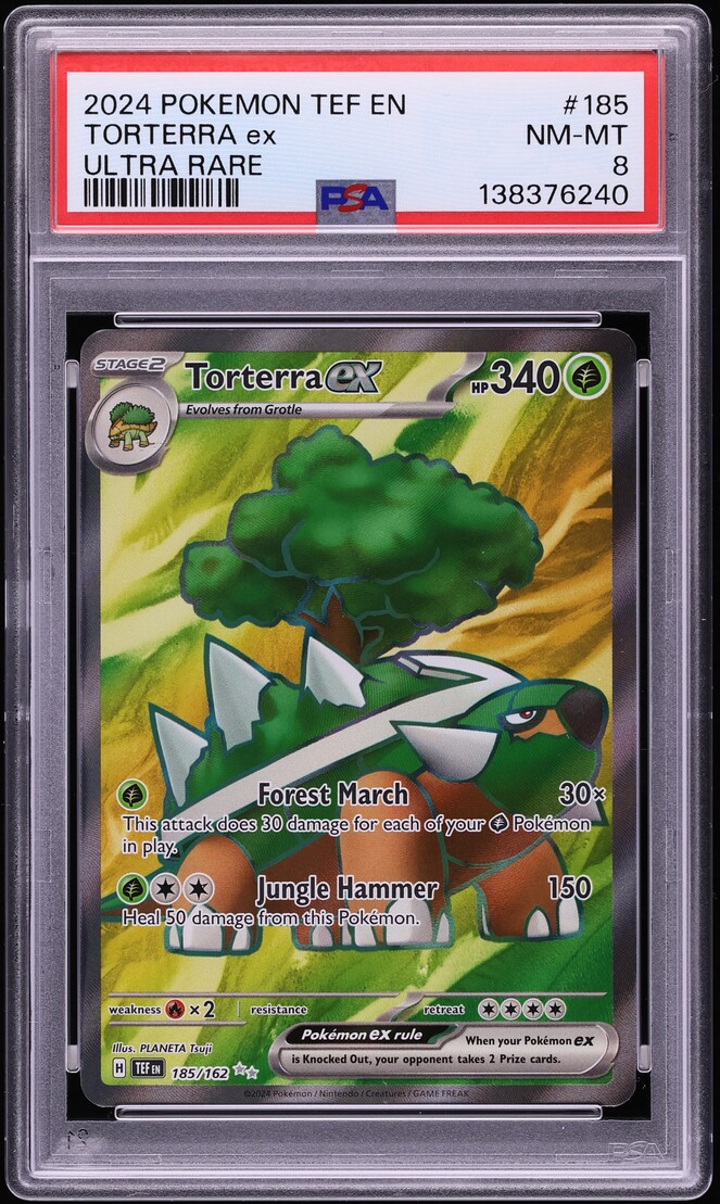 2024 Pokemon Scarlet & Violet Temporal Forces Full Art Torterra EX #185 PSA 8 NM-MT
