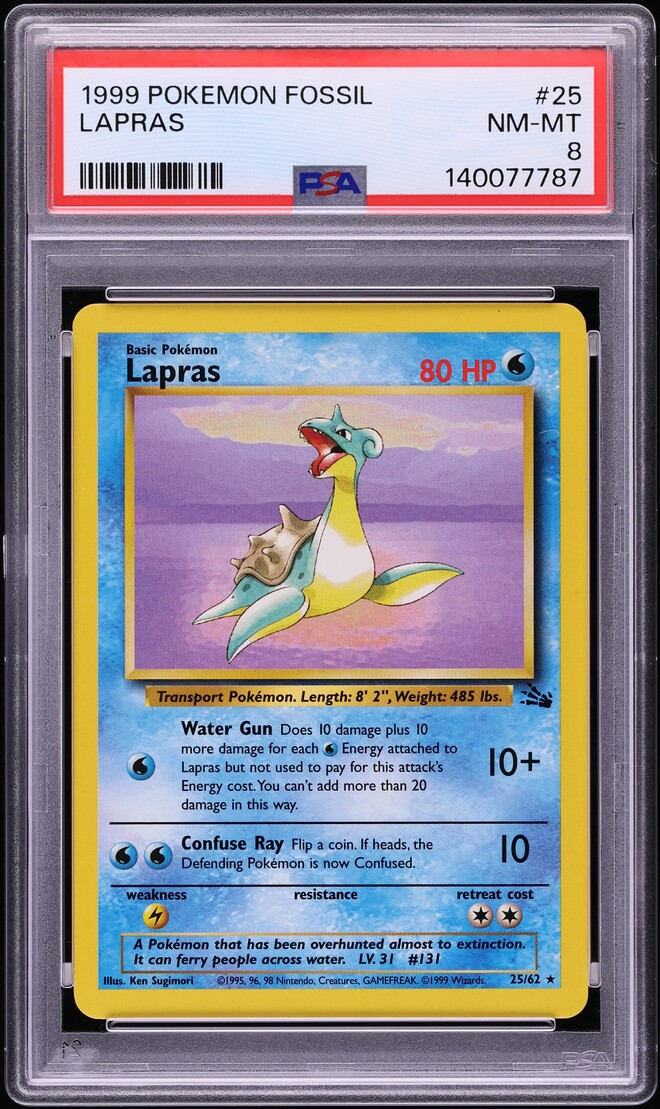 1999 Pokemon Fossil Lapras #25 PSA 8 NM-MT
