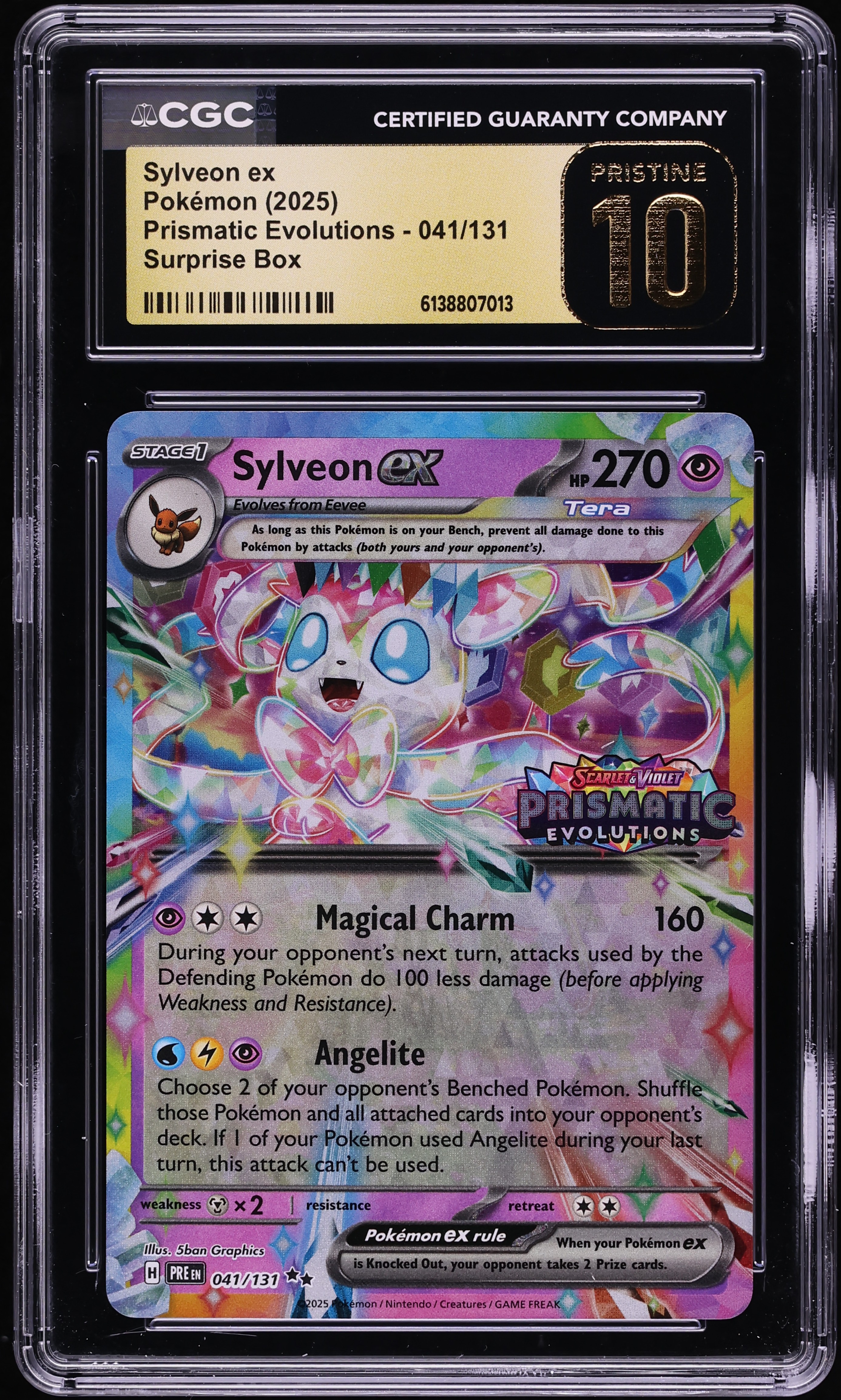 2025 Pokemon SV Prismatic Evolutions Surprise Box Holo Sylveon ex #41 CGC 10 PRISTINE