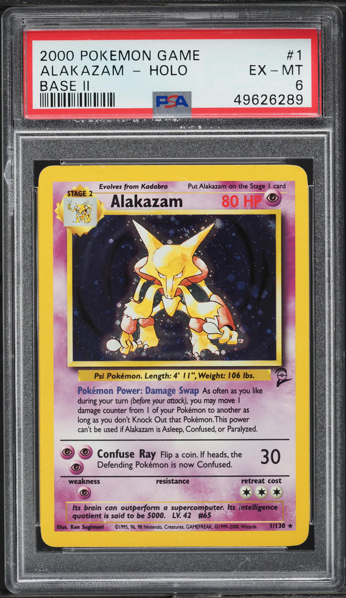 2000 Pokemon Base Set 2 Holo Alakazam #1 PSA 6 EXMT