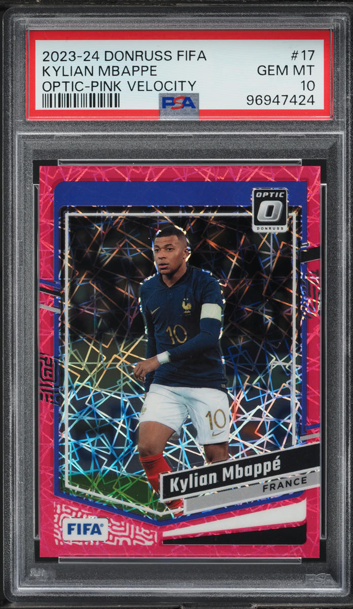 2023 Donruss Optic FIFA Pink Velocity Kylian Mbappe /99 #17 PSA 10