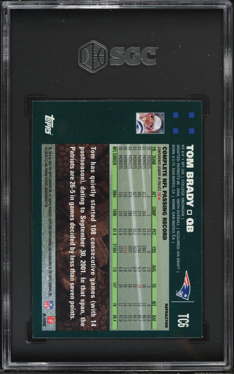 2007 Topps Chrome Blue Refractor Tom Brady #TC6 SGC 9 MINT