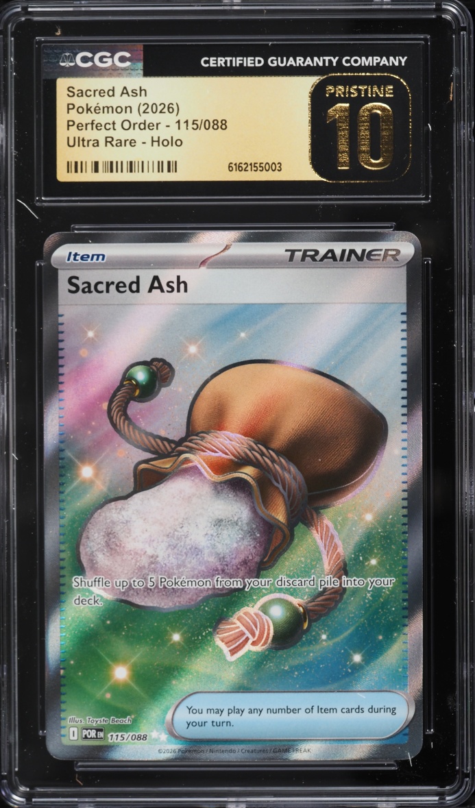 2026 Pokemon Mega Evolution Perfect Order Full Art Sacred Ash #115 CGC 10 PRISTINE