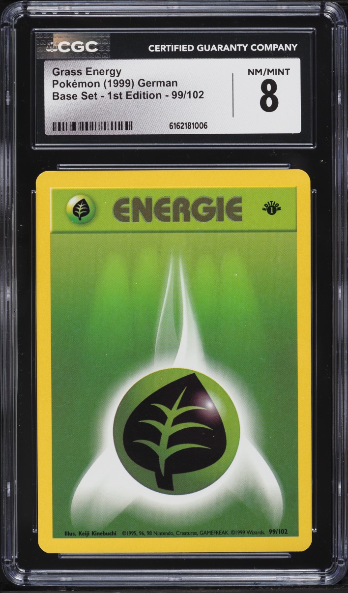 1999 Pokemon German Base Set 1st Edition Grass Energy #99 CGC 8 NM-MT