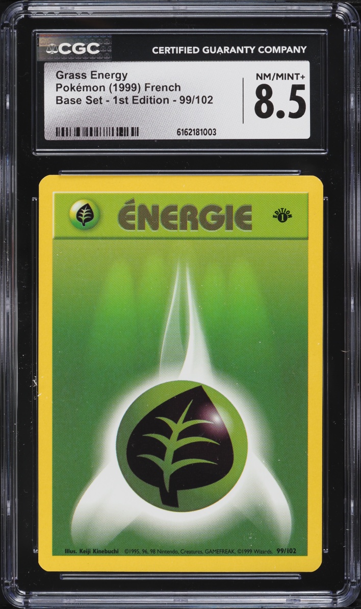 1999 Pokemon French Base Set 1st Edition Grass Energy #99 CGC 8.5 NM-MT+