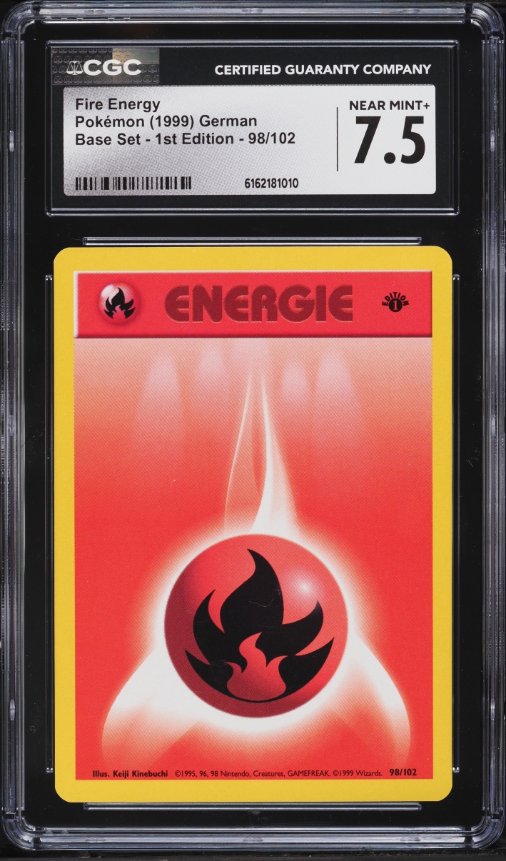 1999 Pokemon German Base Set 1st Edition Fire Energy #98 CGC 7.5 NRMT+